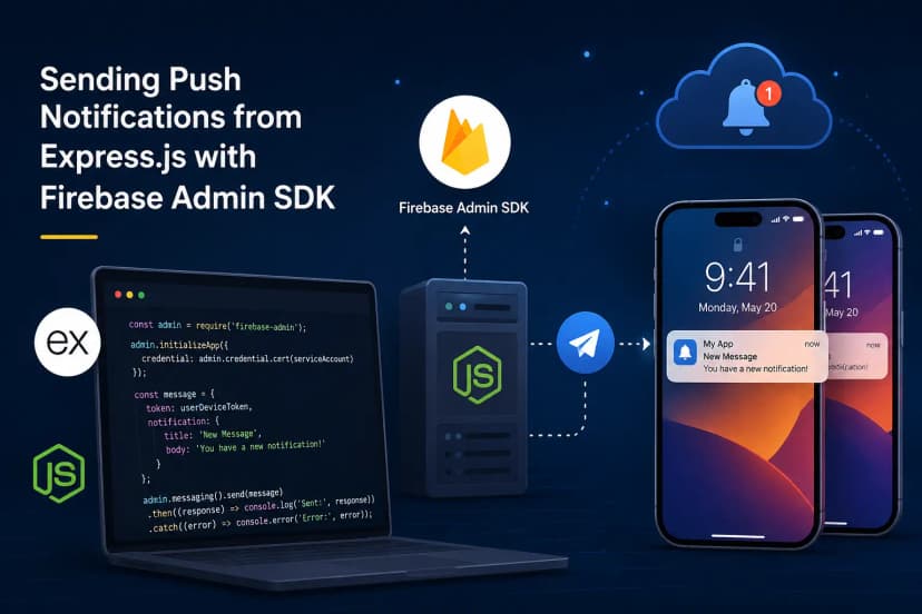 Sending Push Notifications from Express.js with Firebase Admin SDK Sending Push Notifications from Express.js with Firebase Admin SDK architectural concept blueprint